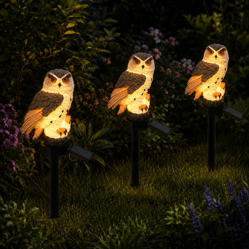 Arlmont & Co. Kashina Solar Powered Owl Garden Decorations